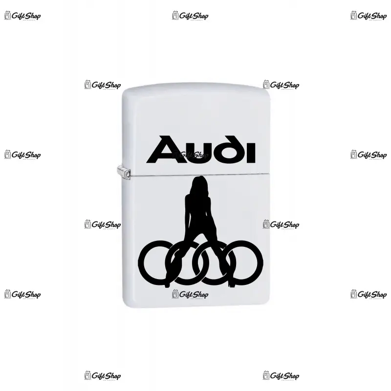 Audi, bricheta metalica gravata laser cu mesaj model 1